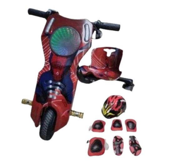 صورة سكوتر درفت (صغير) بطبعة نارية بحمراء غامقة 36 فولت